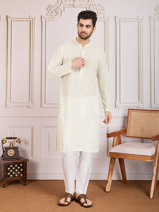 Thread Embroidered Straight Kurta Set