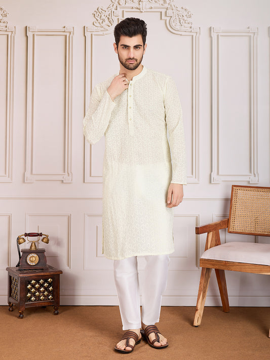 Thread Embroidered Straight Kurta Set