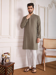 Ethnic Woven Design Button Detail Kurta