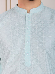 Sequinned Embroidered Kurta With Trousers