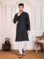 Ethnic Thread & Sequin Embroidered Straight Kurta Set