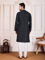 Ethnic Thread & Sequin Embroidered Straight Kurta Set