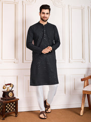 Ethnic Thread & Sequin Embroidered Straight Kurta Set