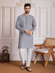 Ethnic Chikankari Straight Kurta & Trousers Set