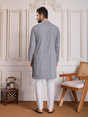 Ethnic Chikankari Straight Kurta & Trousers Set