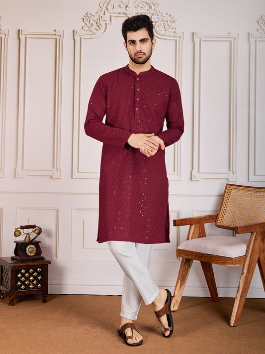 Ethnic Chikankari Embroidered Straight Kurta Set