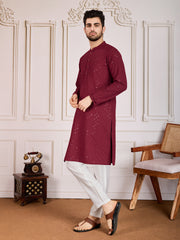 Ethnic Chikankari Embroidered Straight Kurta Set