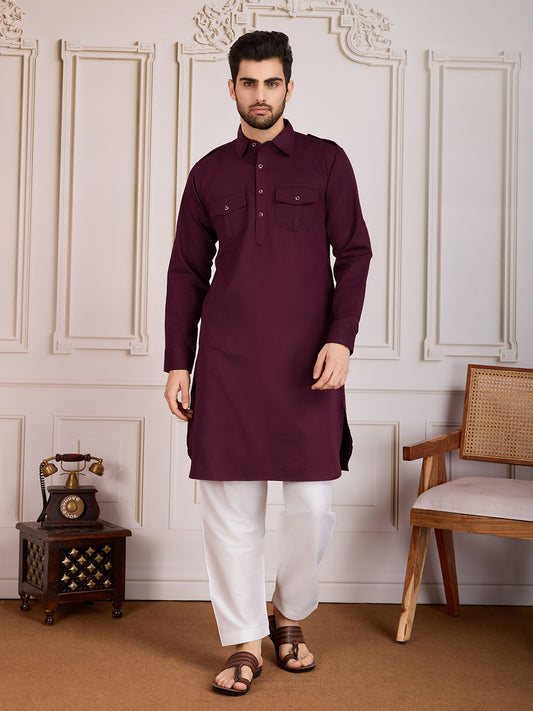 Collared Straight Kurta Set