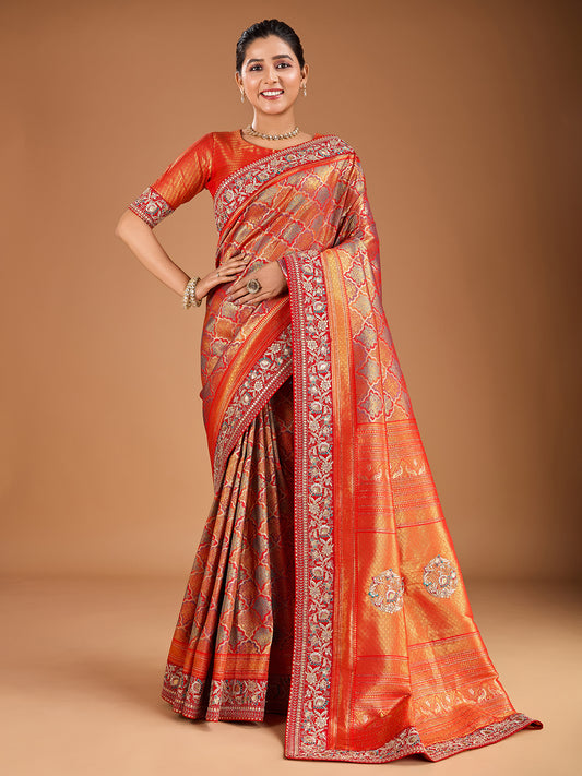 Woven Design Kanjeevaram Heavy Work Saree