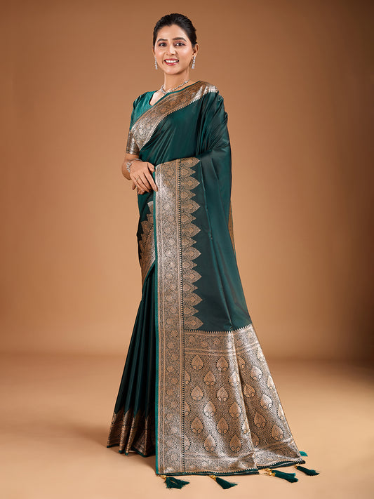 Woven Ethnic Motifs Zari Design Saree With Blouse