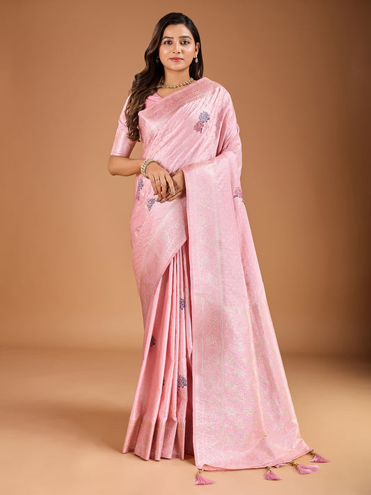 Floral Woven Design Saree With Blouse