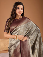 Floral Zari Woven Design Tassels Saree with Blouse Piece