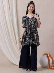 Girls Floral Printed Empire Kurta with Palazzos