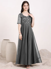 Girls Embroidered Ethnic Maxi Dresses