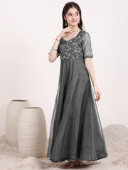 Girls Embroidered Ethnic Maxi Dresses