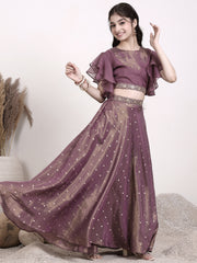 Girls Embroidered Sequinned Ready to Wear Lehenga & Blouse