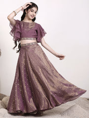 Girls Embroidered Sequinned Ready to Wear Lehenga & Blouse