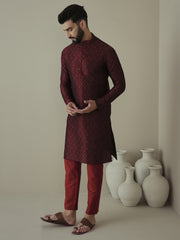 Men Ethnic Motifs Embroidered Regular Thread Work Kurta with Trousers