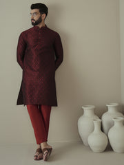 Men Ethnic Motifs Embroidered Regular Thread Work Kurta with Trousers