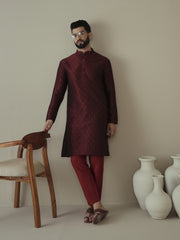 Men Ethnic Motifs Embroidered Regular Thread Work Kurta with Trousers