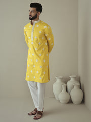 Men Ethnic Motifs Embroidered Regular Mirror Work Kurta with Trousers