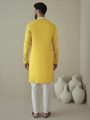 Men Ethnic Motifs Embroidered Regular Mirror Work Kurta with Trousers