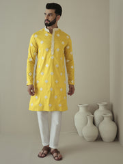 Men Ethnic Motifs Embroidered Regular Mirror Work Kurta with Trousers