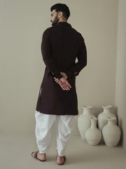 Men Embroidered Regular Thread Work Kurta with Dhoti Pants