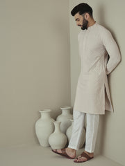 Men Ethnic Motifs Embroidered Regular Thread Work Kurta with Trousers