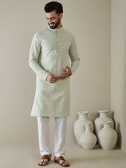 Men Ethnic Motifs Embroidered Regular Thread Work Kurta with Trousers