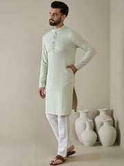 Men Ethnic Motifs Embroidered Regular Thread Work Kurta with Trousers