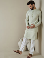 Men Ethnic Motifs Embroidered Regular Thread Work Kurta with Trousers