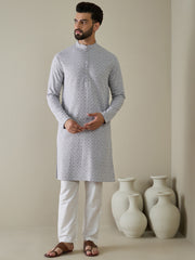 Men Ethnic Motifs Embroidered Regular Thread Work Kurta with Trousers