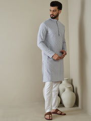 Men Ethnic Motifs Embroidered Regular Thread Work Kurta with Trousers