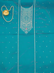 Turquoise Embroidered Unstitched Dress Material