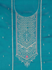 Turquoise Embroidered Unstitched Dress Material