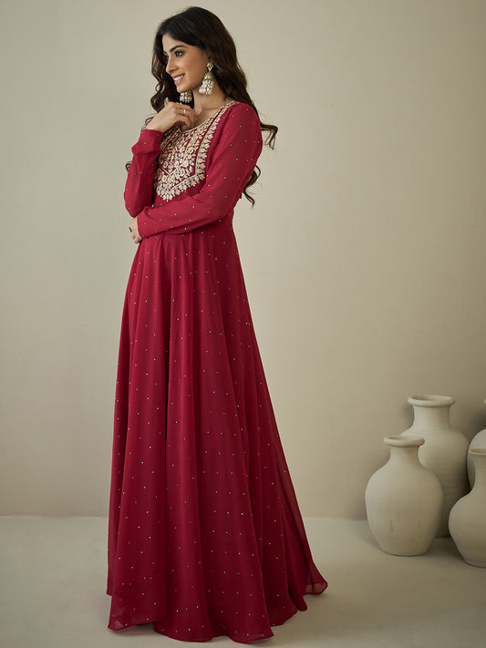 Women Embroidered A-Line Maxi Ethnic Dresses