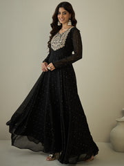 Embroidered Midi-Length Anarkali Ethnic Dresses