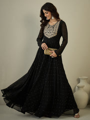 Embroidered Midi-Length Anarkali Ethnic Dresses