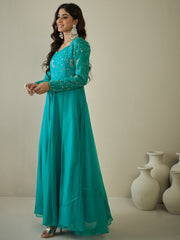 Embroidered Sweetheart Neck Ethnic Maxi Dress