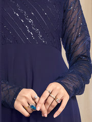 Sequinned Embroidered A-Line Ethnic Dress