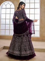 Embroidered Semi-Stitched Lehenga & Unstitched Blouse With Dupatta