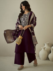 Women Ethnic Motifs Embroidered Regular Kurta with Palazzos & With Dupatta