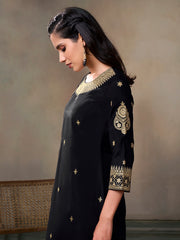 Ethnic Motifs Embroidered Sequinned Kurta With Palazzos & Dupatta