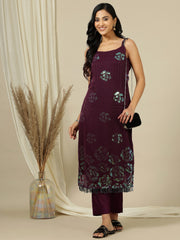 Embellished Grandeur & Majestic Artwork Georgette Straight Kurta