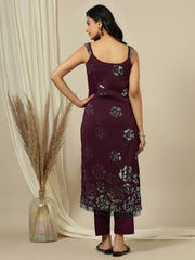 Embellished Grandeur & Majestic Artwork Georgette Straight Kurta