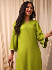 Green Women Regular Kurta with Trousers