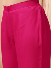 Magenta Women Regular Kurta with Trousers