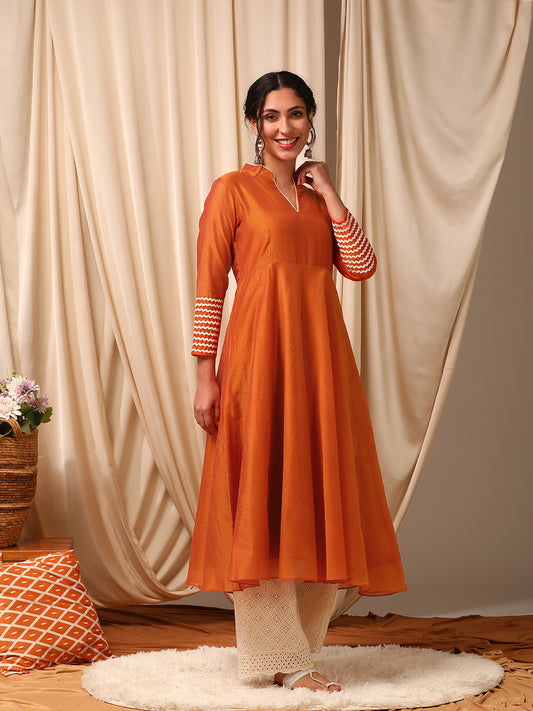 Rust Women Anarkali Kurta