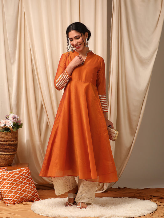 Rust Women Anarkali Kurta